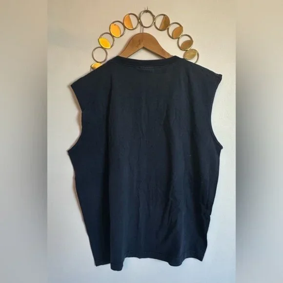 Y2K Sleeveless Reebok  Tee Shirt 90s Mens Size Extra Large Navy Blue Yellow Logo - Picture 5 of 5